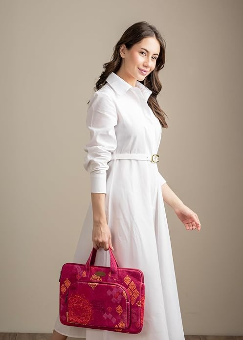 Maison d'Hermine Laptop Bag with Pocket Upto 13.5 inch Stain and Water Repellent Cotton Canvas Spring Summer (Versailles)