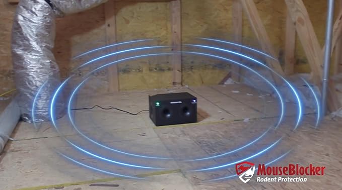 MouseBlocker 1000x Powerful Plug-in Ultrasonic Mouse and Rodent Deterrent for Buildings, Garages, Attics and More. Works with All Rodents. Ultrasonic Rodent Repeller, Band