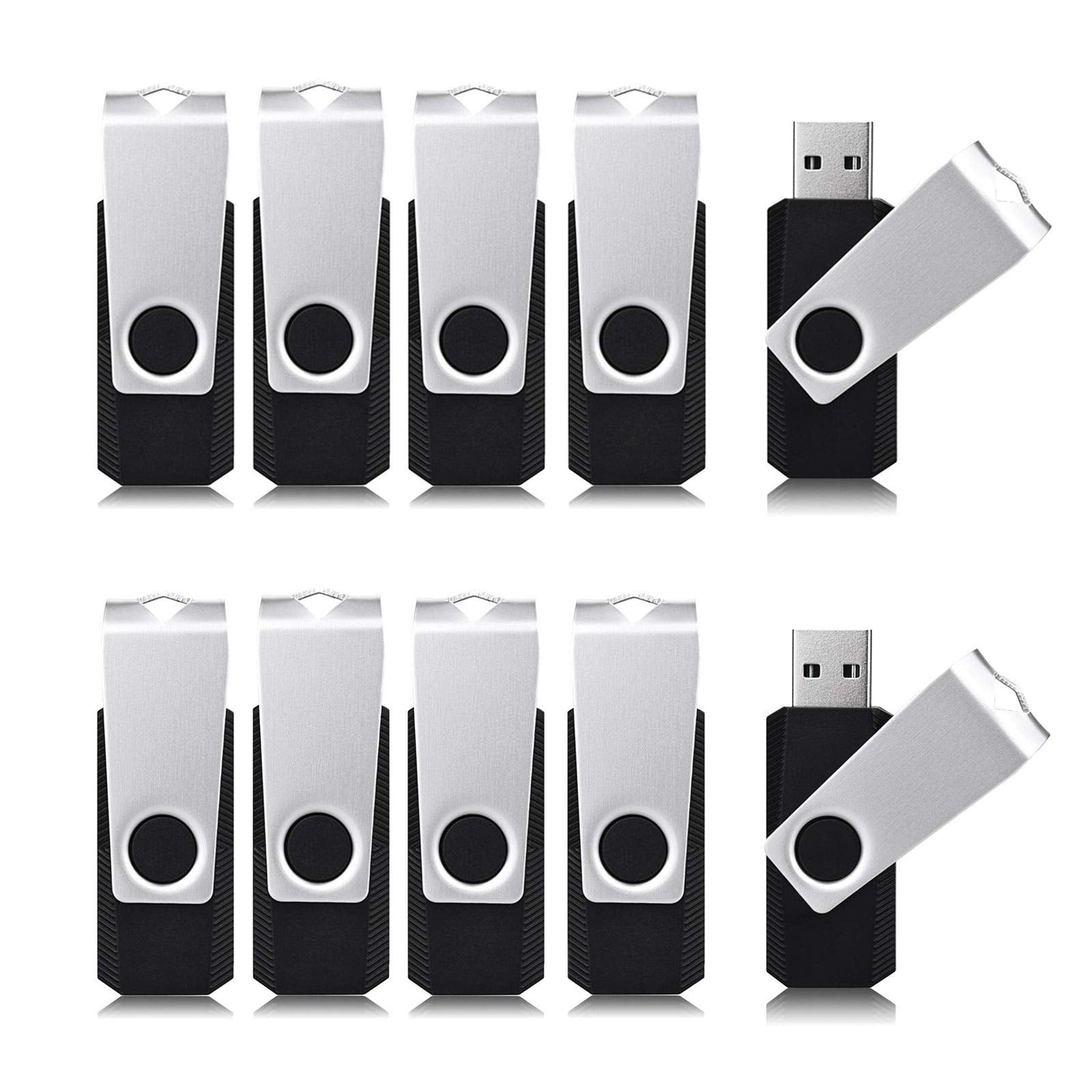 Aiibe 16 GB Flash Drive 10 Pack Bulk 16GB USB Flash Drives 2.0 USB Stick Thumb Drive USB Drive Pack, Black