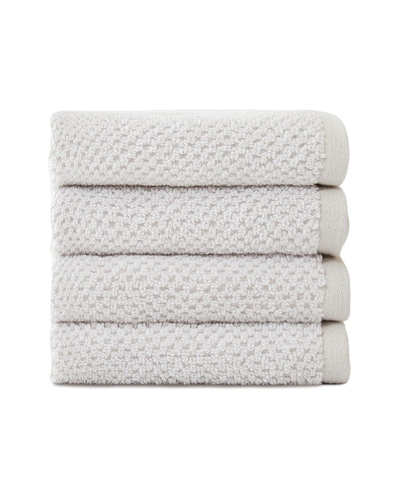 Cozy Earth Nantucket 60% Cotton 40% Viscose from Bamboo Washcloth - 600 GSM Plush & Fast-Drying with Rice Weave Pattern - 4 Pack 13" x 13" Luxury Washcloth - Light Grey
