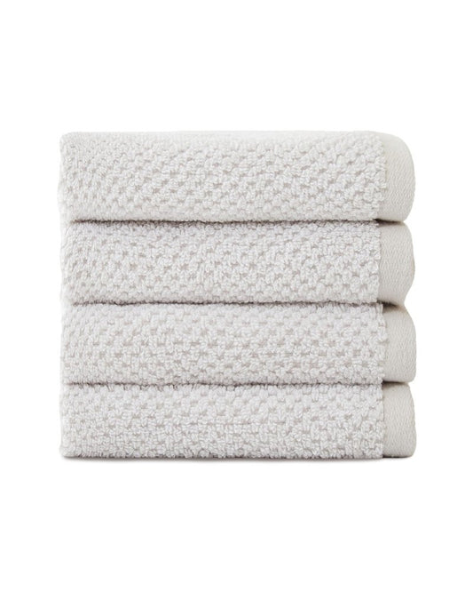 Cozy Earth Nantucket 60% Cotton 40% Viscose from Bamboo Washcloth - 600 GSM Plush & Fast-Drying with Rice Weave Pattern - 4 Pack 13" x 13" Luxury Washcloth - Light Grey