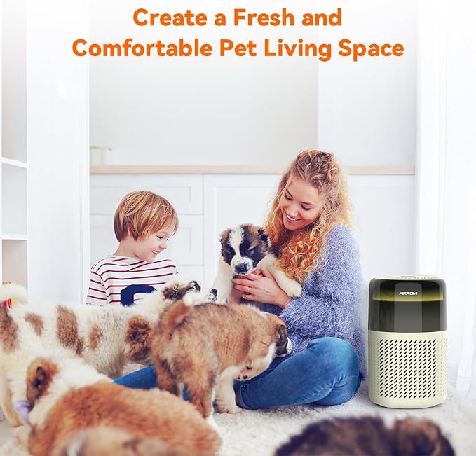 AIRROMI HEPA Air Purifier for Bedroom&Home,Pet Air Purifier for Home Pets,Removes Pet Odor,Cat Litter Smell,Dust,Smoke&Allergies,Quiet Room Air Purifier with Scents,360°Air Cleaner,A2005 Pink