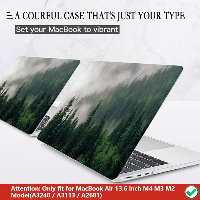 CISSOOK Compatible with MacBook Air 13.6 inch Case A3449 A3240 A3113 A2681 2026 2025 2024 2022 Release, Hard Shell Case with Keyboard Cover for MacBook Air 13.6 M2 M3 M4 M5, Forest