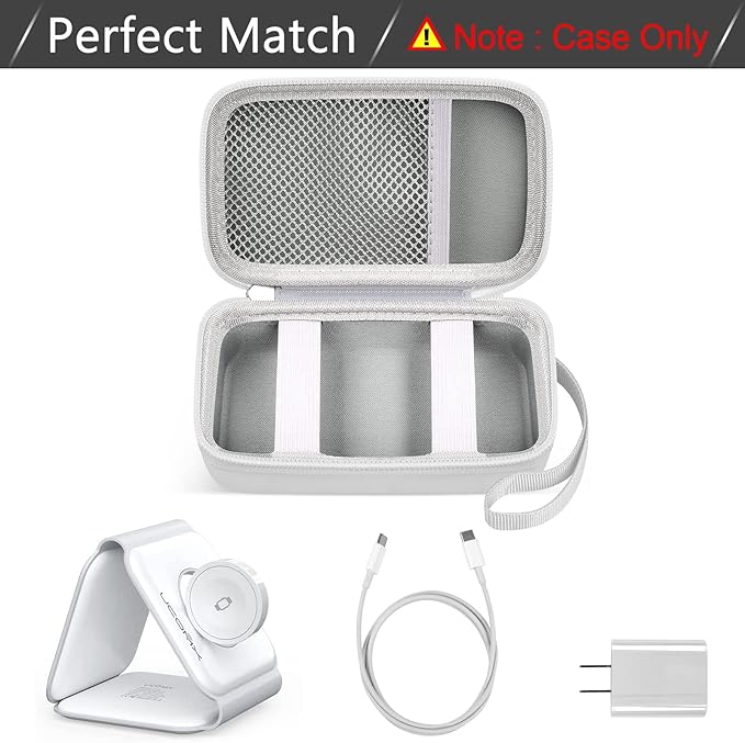 ANKHOH Travel Case for UCOMX for Nano/for Iseyyox/for LISEN/for RTOPS 3 in 1 Wireless Charger, Foldable Magnetic Charging Station Storage Holder Bag for Fast Charge Pad Cable Adapter, White-Box Only