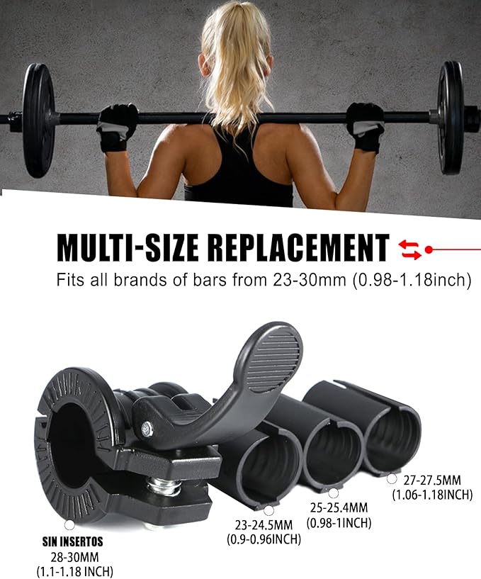 ZY-HUAN Barbell Clips 1 inch Barbell Clamps 0.9-1.18inch Quick Release Weight Clips for Bars Multi-Size Adjustable Olympic Barbell Clamps