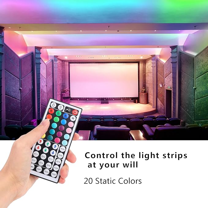 44 Key RGB LED Strip Light Remote Controller, IR Remote Controller Replacement for SMD 5050 3528 2835 RGB LED Light Strip Lights (2)