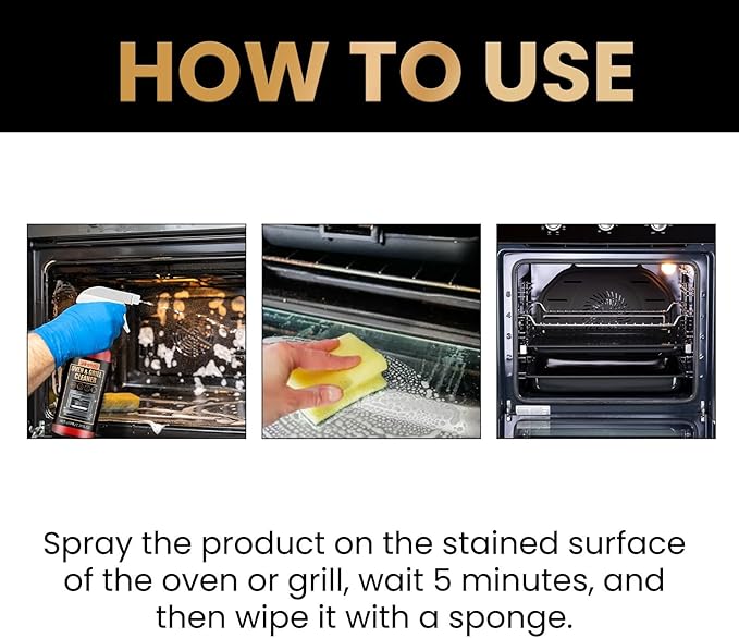 Oven and Grill Cleaning Spray – Dissolves Grease in 5 Minutes, No Scrubbing Required, Removes Odors, Eliminates Thick Grease & Build Up, Grease Remover, 3.38 Floz (1pcs)