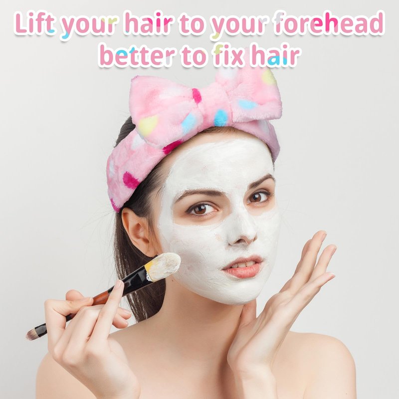 Riceshoot 24 Pcs Spa Headband Bow Hair Band for Washing Face Women Skincare Elastic Makeup Headband Coral Fleece Face Wash Facial Head Wraps Hair lace for Cosmetic Shower