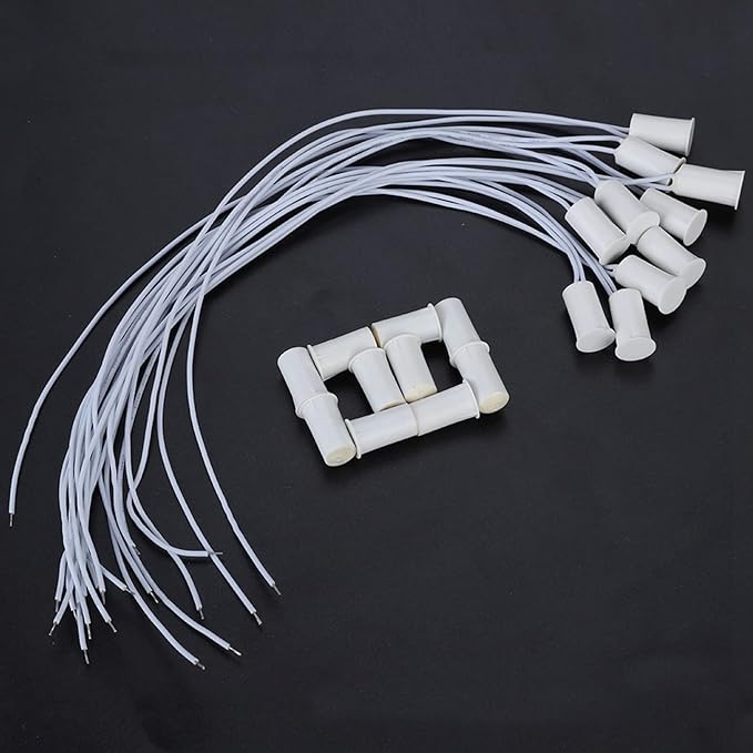 10 Pack Magnetic Contacts Switch, NC Recessed Wired Window Door Contact Sensor for Home Security Alarm Systems, 10PCS, White