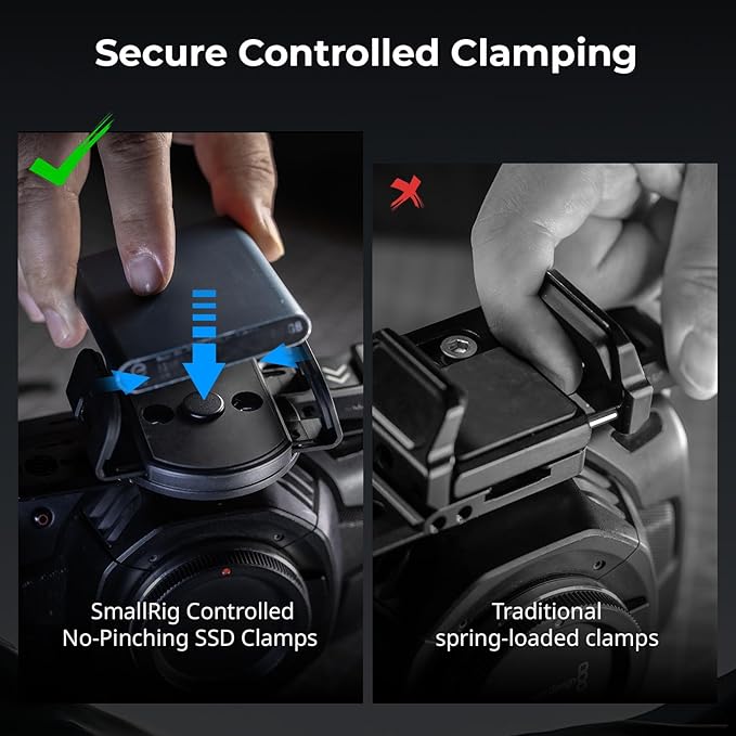 SMALLRIG Phone Mount Bracket SSD Holder for MagSafe, for Samsung T5 T7 SSD, for SanDisk SSD, for iPhone 17/16/15/14/13/12, Universal SSD Drive Holder for Camera Cage, 1.6-2.4in Wide Clamping - 5397
