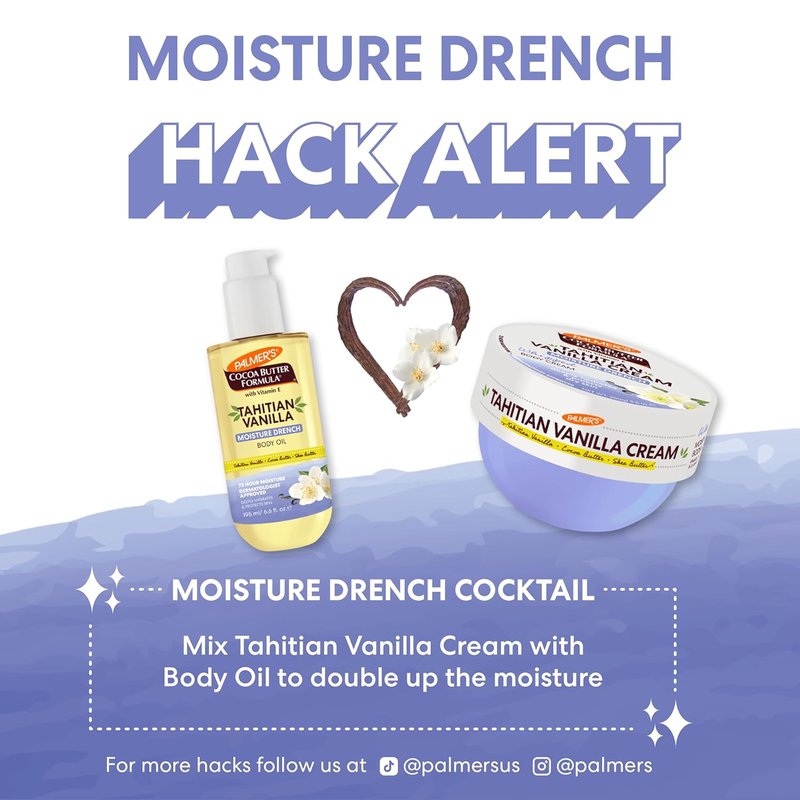Palmer's Cocoa Butter Body Cream - Moisture Drenching Tahitian Vanilla, 8.8 Oz | 72Hr Hydration with Shea Butter & Vitamin E