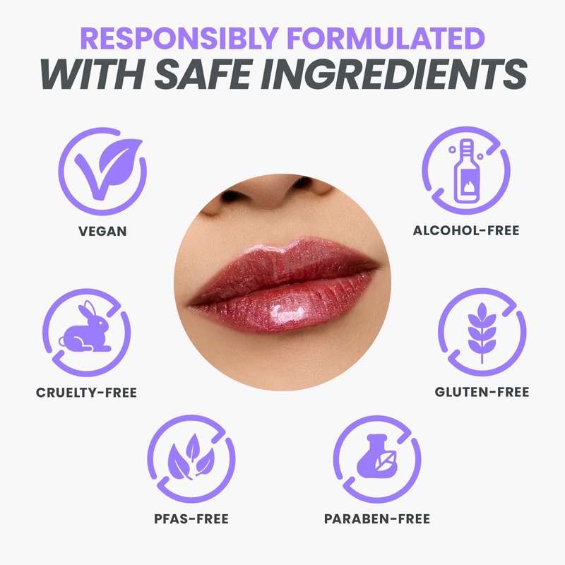 Wonderskin Lip Gloss – Wonder Blading Top Gloss, Hydrating High Shine Lip Makeup (Red Glitter)