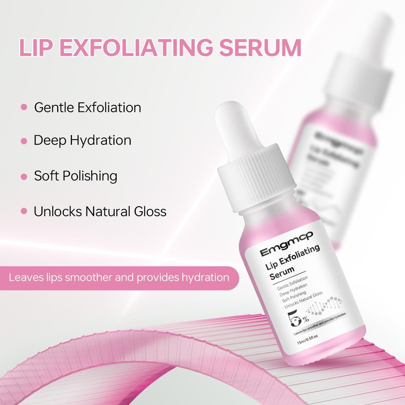 PHA 5% Exfoliating Lip Serum - Leave-On Lip Exfoliator & Moisturize for Dry, Cracked Lips - Hydrating & Moisturizing Serum - Vegan Cruelty-Free Overnight Primer - Smoother Softer Lips
