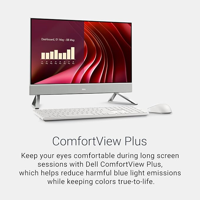 Dell 24 All-in-One Desktop ec24250-23.8-inch FHD Touch Display, Intel Core 5 Processor 120U, Intel Graphics, 16GB DDR5 RAM, 512GB SSD, Windows 11 Home, Onsite Service+6 Months Retail Migrate - White