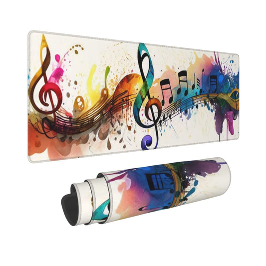 Gaming Mouse Pad, Large Non-Slip Rubber Base Mousepad, Keyboard Mouse Mat, Desk Pad with Stitched Edges, 31.5x11.8inch, Music Note