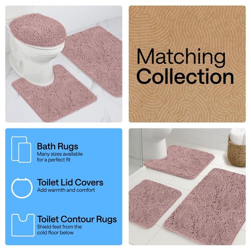 GORILLA GRIP Bath Rug Mat 44x26, Soft Absorbent Chenille, Quick Dry Microfiber Mats, Rubber Backing Washable Shower Floor Rugs, Bathmat Runner, US Designed Bathroom Home Decor Accessories Dusty Rose
