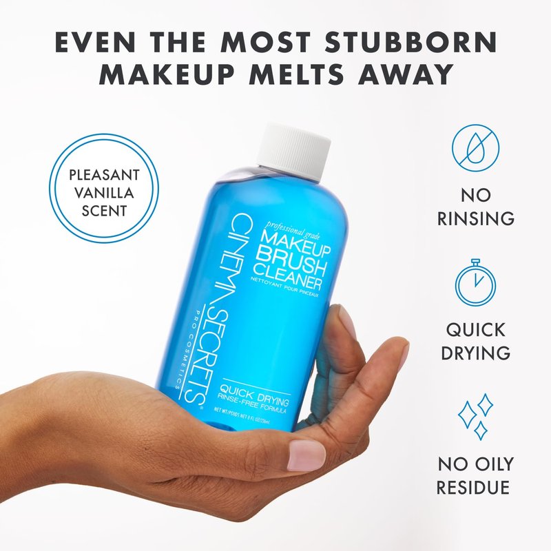 Cinema Secrets Makeup Brush Cleaner Spray - Original Blue Vanilla Formula | Quick-Drying & Rinse-Free