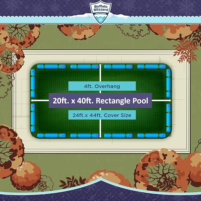 Buffalo Blizzard 20 ft x 40 ft Rectangle Pool Leaf Net | Mesh Pool Net Cover | Leaf Net for Above Ground Pool | Remove Leaves & Debris From Your Winter Cover | 4 Ft of Overlap | Winch & Cable Included