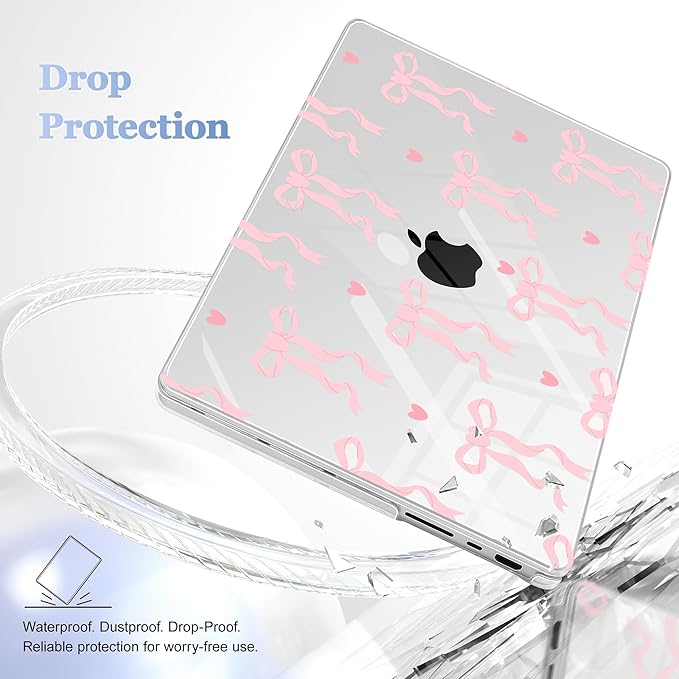 Lepeoac for MacBook Pro 16 inch Case M1 M2 M3 M4 M5 Pro/Max with Liquid Retina XDR, Release 2021-2025 2026 A3429 A3428, Hard Shell Case with Screen Protector & Keyboard Cover, Bow