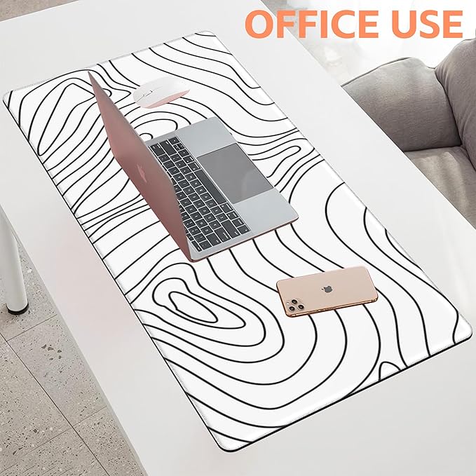 NIYLYNSYN Mouse Pad Large Topographic Contour Map Non-Slip Game Desk Mat with Stitched Edge Laptop Keyboard Desk Pad for Work Home Gaming (35.4 x 15.7 Inches)