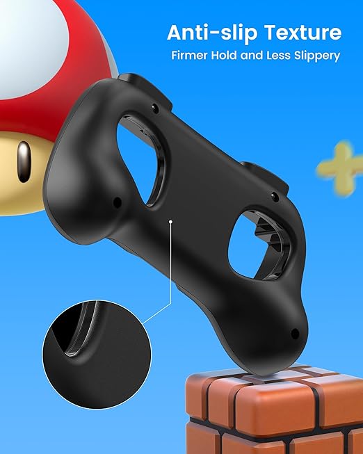 TRANSNOVO Hand Grips for Switch 2，Wear-Resistant Switch Accessories Controller Grips for JoyCon，2 Pack Comfort Handles (Black)