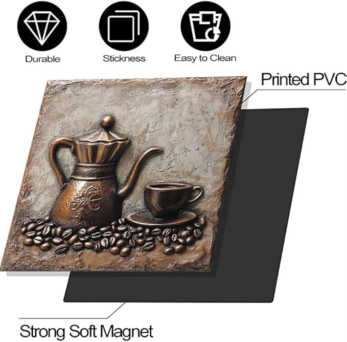 Retro Coffee Magnetic Dishwasher Cover for Kitchen Decorative, Coffee Lover Dishwasher Refrigerator Magnets Decor, Dish Washer Magnet Covers for The Front 23" x 17"