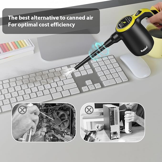 Sukadar Compressed Air Duster for Electronics, Canned Air Electric for PC, Laptop, Console, Electronics and Home Cleaning, Replaces Compressed Air Cans.