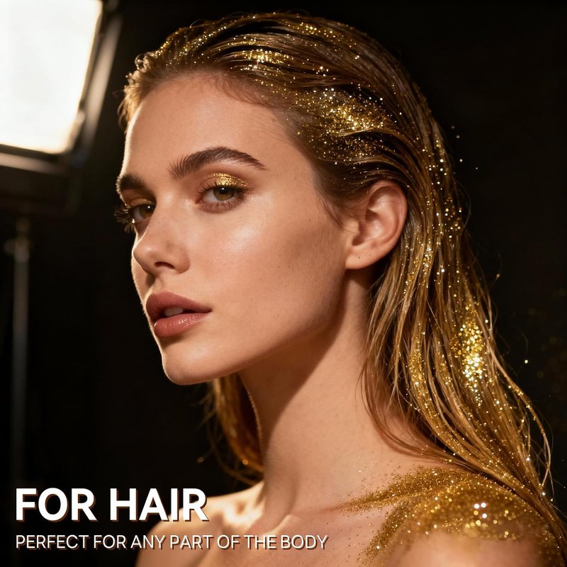 Pure Gold Glitter Spray - Holographic Body & Hair Glitter for Festivals | Quick-Dry, Long-Lasting, 4.05 fl oz