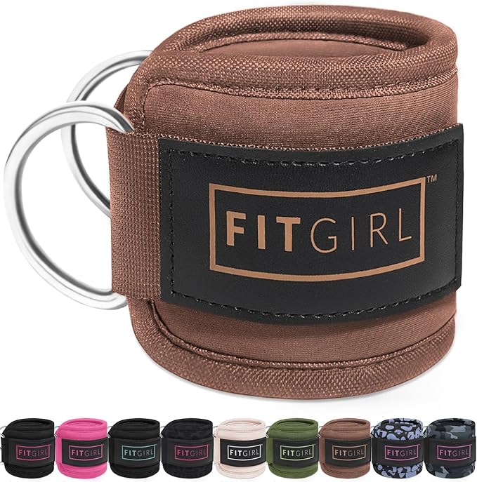 FITGIRL - Ankle Strap (Pair) for Cable Machines and Resistance Bands, Work Out Cuff Attachment for Home & Gym, Glute Workouts - Kickbacks, Leg Extensions, Hip Abductors, Women Only (Cocoa Brown, Pair)