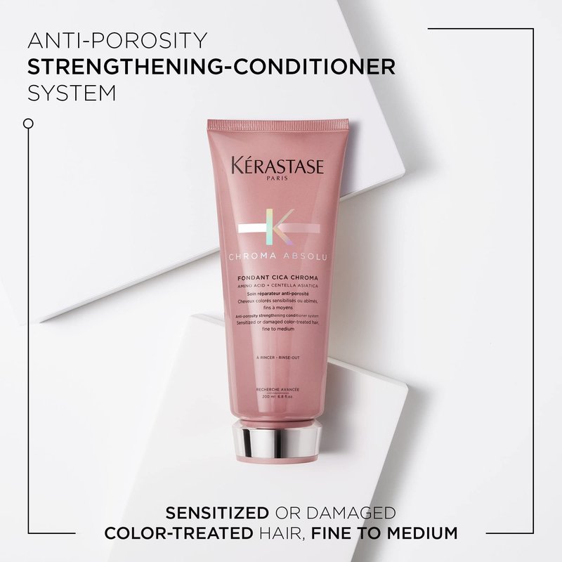 Kerastase Chroma Absolu Cica Chroma Strengthening Conditioner For Sensitive or Damaged Hair - Anti-Porosity, Improves Hair Health and Preserves Color Vibrancy With Lactic Acid, 6.8 Fl Oz