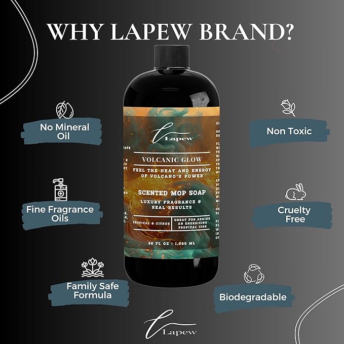 Lapew Volcanic Glow Scented Cleaning Bundle | Carpet Deodorizer Powder (16 oz) & Mop Soap Concentrate (36 oz) | Pet-Friendly Odor Eliminator