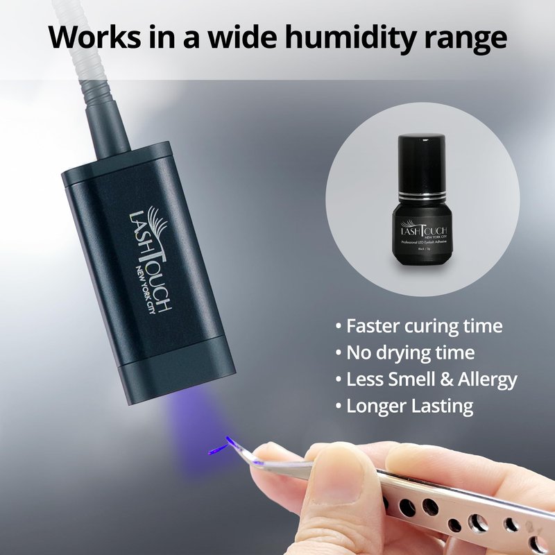 LASHTOUCH LED UV Gel Eyelash Extension Adhesive 5ml / Black LED Gel Lash Glue with LED Lamp Curing/Retention up to 10 Weeks/The Best Eyelash Salon in New York Designed