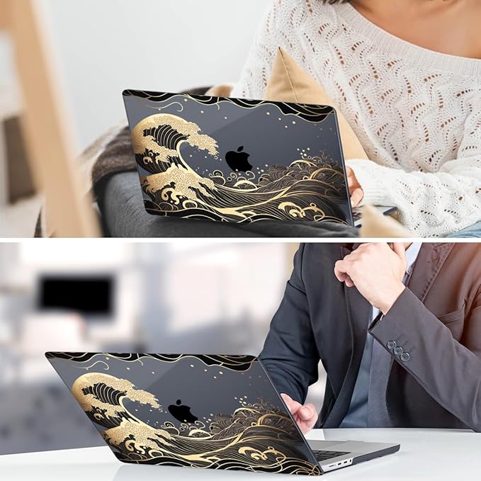 DONGKE Compatible with MacBook Pro 16 Inch Case (2026-2021 Release, M5 M4 M3 M2 M1 Pro/Max Chip), Plastic Hard Shell Cover with Keyboard Cover & Screen Protector for MacBook Pro 16", Golden Wave