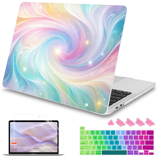 Mektron Case for MacBook Pro 16 Inch A2141 Cover 2019 Release 16" with Liquid Retina Display/Touch ID, Plastic Hard Shell with Keyboard Skin & Screen Protector & Dust Plug, Colors Swirls