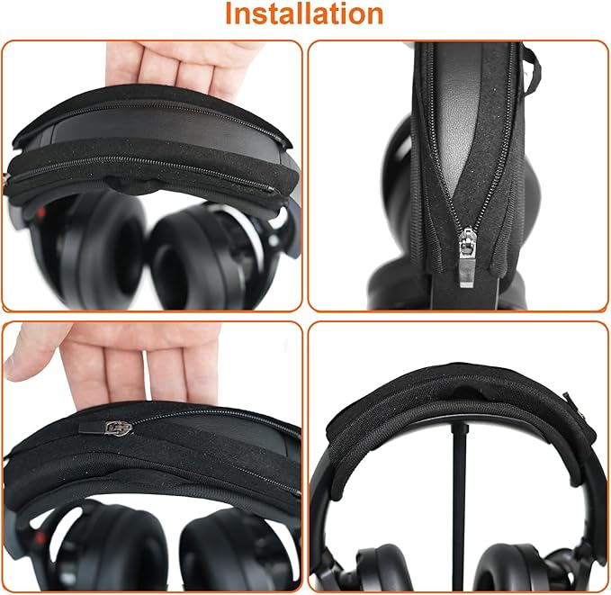 Adhiper Universal Headphone Headband Cover for Sony Beats Bose Soundcore HyperX ATH Skullcandy JBL Jabra, Headband Cover Cushion Protector for Sony XM5, XM6 & Skullcandy Crusher Evo & ANC 2 - Black