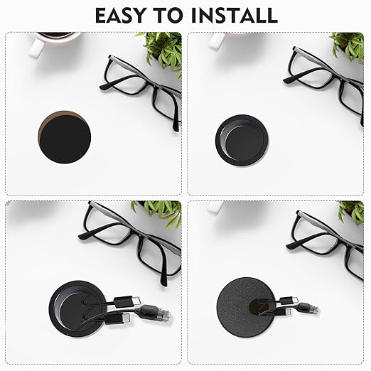 Femeng 2 Pcs Desk Grommet 1.5Inch, ABS Plastic Desk Hole Cover, U-Shaped Desk Wire Hole Insert for Office Home School Computer Desk Equipment Cable Cord Organizer