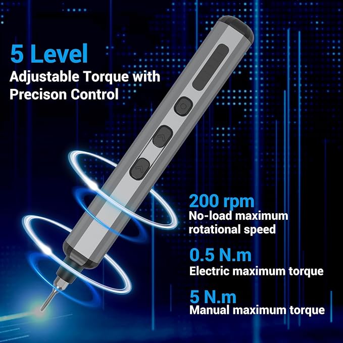 68 in 1 Mini Electric Screwdriver Set for Phone Watch Electronics PC Glasses repair tool kit, Magnetic precision bits, 5 Adjustable Torque, LED lights, Cordless Portable Rechargeable Type-C high power