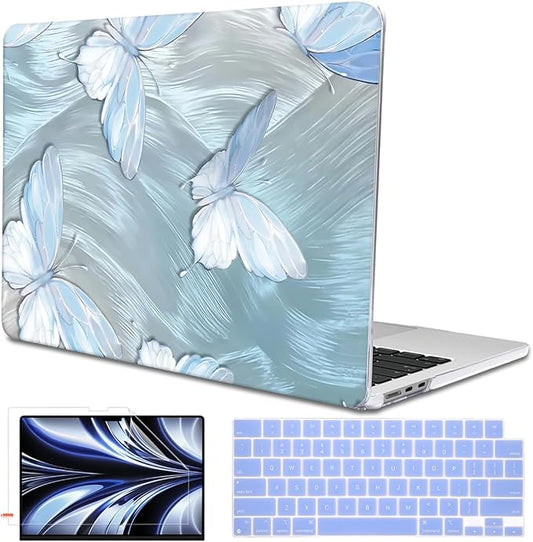 LCMOCICO for MacBook Air 13 inch Case M5 M4 M3 M2 Chip 2026 2025-2022 Release A3449 A3240 A3113 A2681, Scratch Resistant Hard Shell Protective Laptop Cover for Mabook Air 13.6 M5, Tin Foil Butterfly