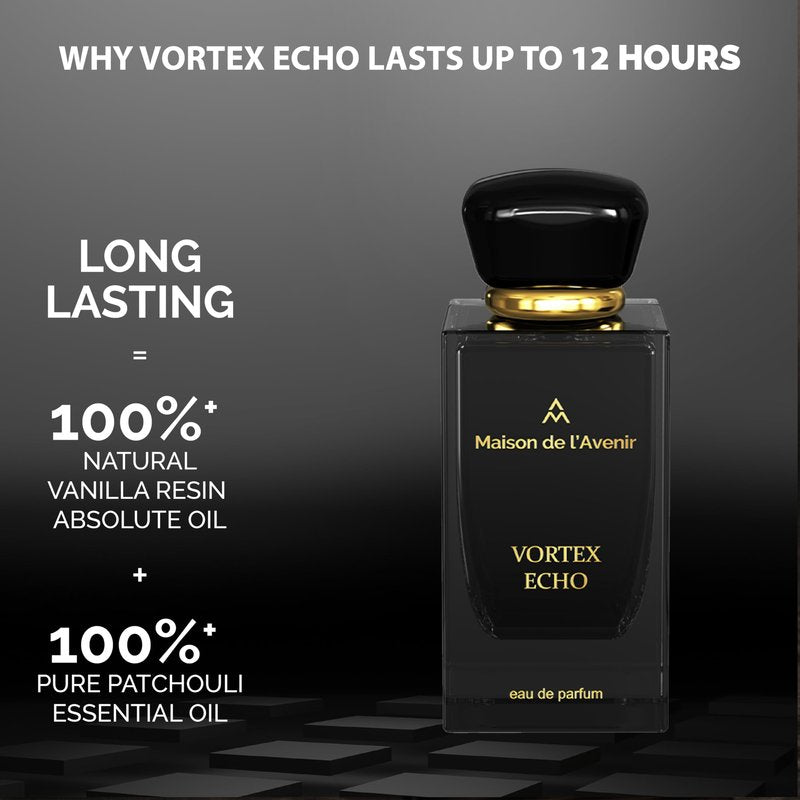 Maison de l'Avenir Vortex Echo Eau de Parfum for Men & Women, Unisex Aromatic Spicy Fragrance, Natural & Essential Oils, Long-Lasting Cologne Perfume, (12 Hours) 100 ml (3.4 fl oz)