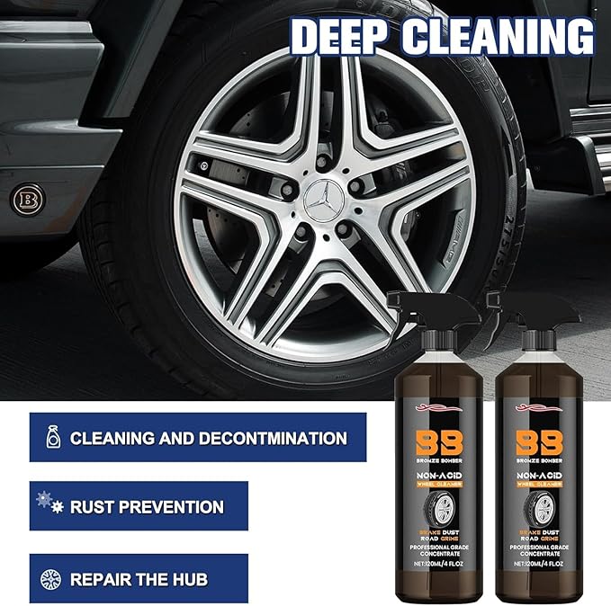 2025 Upgraded Bronze Bomber Wheel Cleaner, Tire Cleaner,- Safe on Chrome and All Wheel Finishes - Brake Dust, Dirt, Browning, Grease, and Grime Remover (US Stock) (8)