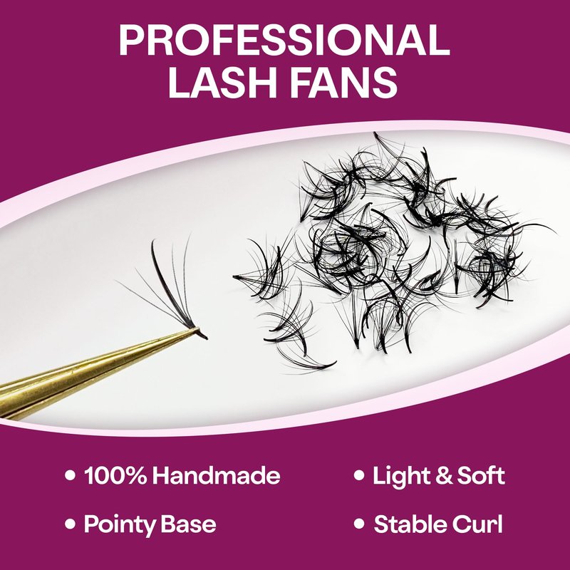 GLAMGAZE 750 Wispy Promade Fans - 5D 7D 9D, C D CC Curl 0.05-0.07mm Thickness Mixed Length - Handmade Wispy Eyelash Extensions Loose Premade Lash Fans Soft Spikes Volume Lash (9D-0.05-C, 11/12/13)