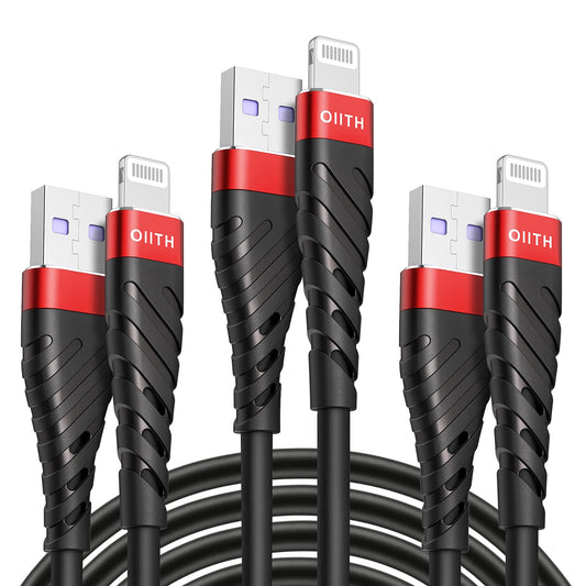 OIITH Apple MFi Certified iPhone Charger Cable 3 Pack 10 Ft, Extra Long Lightning Charging Cord, Fast 2.4A iPhone USB Cord Compatible with iPhone12/11/XS/Max/XR/X/8/8P/7P/6/iPad