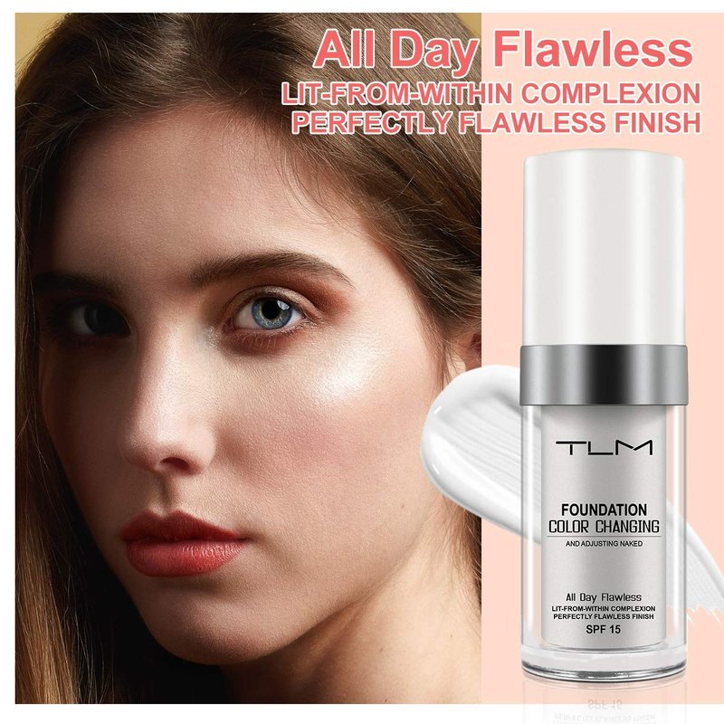 ReviGLam TLM Colour Changing Liquid Foundation Hides Wrinkles & Lines, BB Cream Makeup Base Concealer Cover Moisturizing Fluid for all Skin Tone SPF15, Pack of 2