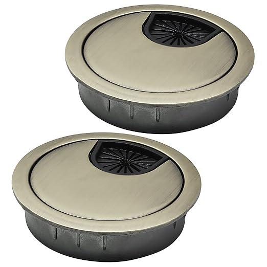EASYEAH 2 Pcs Desk Grommet 2" / 50 mm, Desk Cord Hole Cover, Cable Grommet Metal Zinc Alloy Materilal, Desk Hole Grommet for Home & Office Pc, Detachable Cable Cord Organizer-Bronze