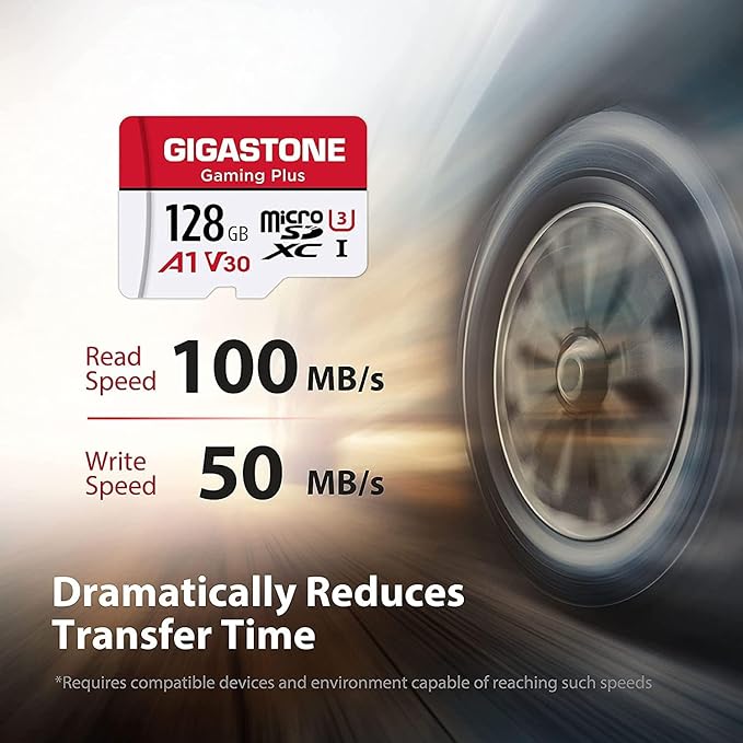 【for Switch 1 Only】 GIGASTONE 128GB Micro SD Card with USB C Card Reader, Gaming Plus, MicroSDXC Memory Card for Gaming Console, 4K Video Recording, UHS-I A1 U3 V30, up to 100MB/s, with Adapter