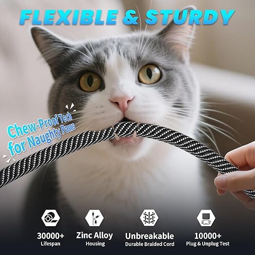Travel Essentials,Dual Type-C 4 in 1 Multi Charging Cable, 5 FT Universal Charging Cables for All Devices, 2 USB-C/IP/Micro USB Port, Compatible with iPhone 17 16/15 Series/Phone/Tablet,240W