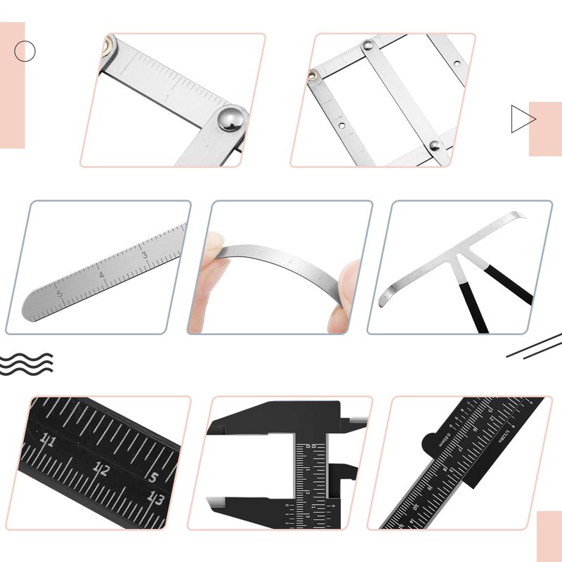 6 Pieces Eyebrow Measuring Ruler 3-point Positioning Permanent Makeup Symmetrical Tool Eyebrow Golden Ratio Caliper Ruler Microblading Gauge Ruler Measuring Tool for Eyebrow Brow Artists Makeup
