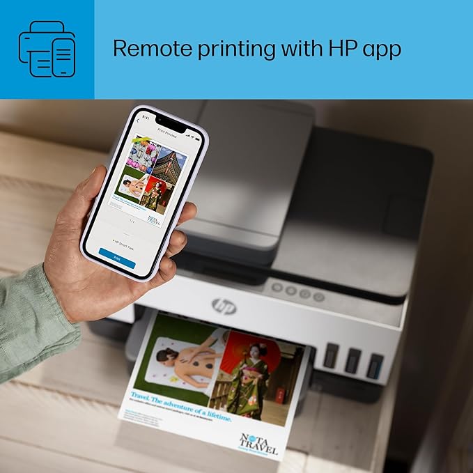 HP Smart Tank 7301 Wireless All-in-One Ink Tank Printer, Scanner, Copier with 2 Years of Ink Included, Best-for-Home Office, Cartridge-Free Refillable, AI-Enabled (28B70A)