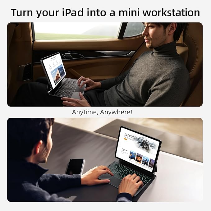 CSZZACME for iPad Pro 13 inch M5 2025 & M4 2024 case with Keyboard M4,Magnetic Attach,Multi-Gesture Trackpad,7-Color Backlit,Shortcut Keys,Auto Sleep/Awake,Magic Keyboard for iPad Pro 13-inch, Black