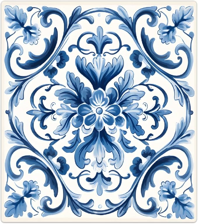 Dishwasher Magnet Cover Blue Flower Paisley Reusable Dishwasher Magnetic Cover Sticker Decorative Dish Washer Door Cover Panel for Home Kitcen Appliance, 21x26 in